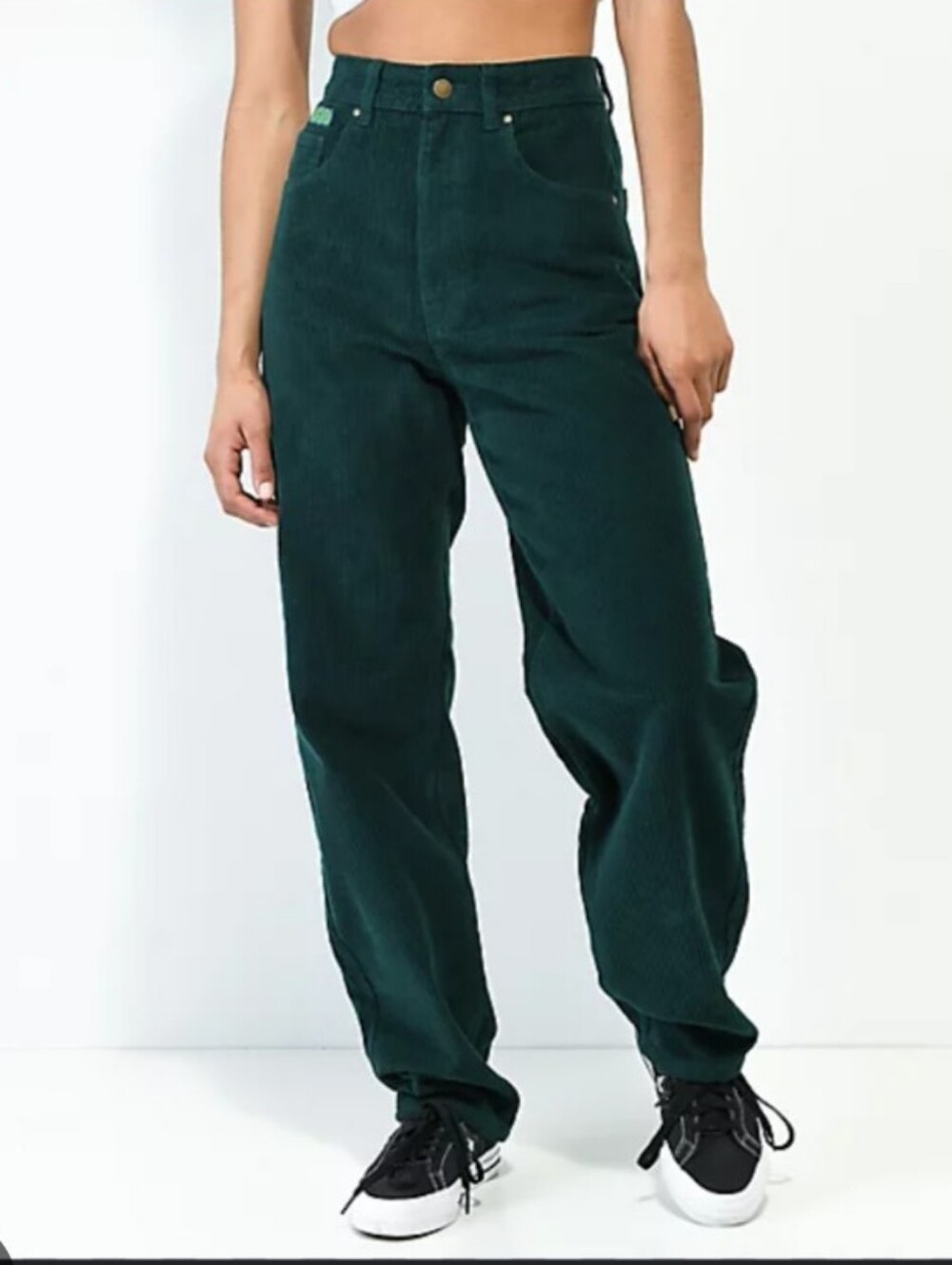 Empyre Dark Green Baggy Wide Leg Corduroy Skater Pants Y2K Goth Rave Women's 12